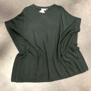 Hunter green wool blend poncho